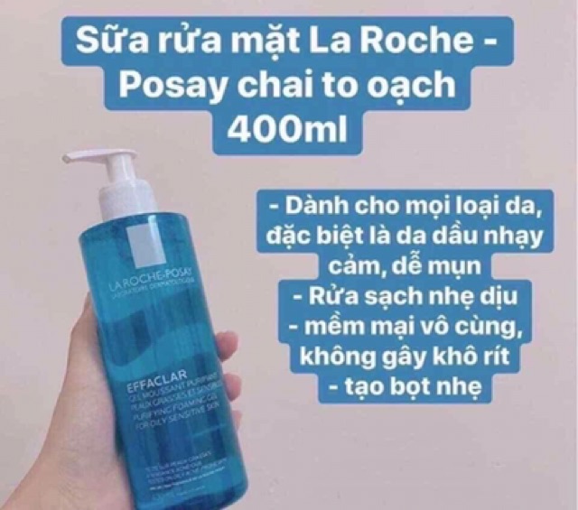Hàng Pháp - Gel rửa mặt La Roche Posay Effaclar Gel moussant, sữa rửa mặt dành cho da dầu, da mụn