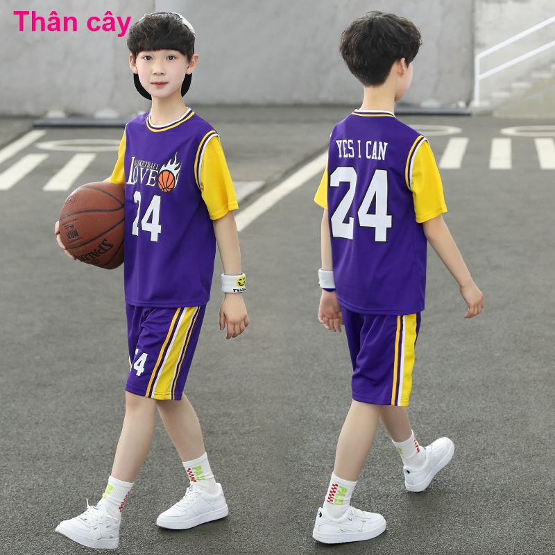 áo bé traiĐồng phục bóng rổ trẻ em ngắn tay Kobe Jersey số 24 James áo 23 lớp nhóm phù hợp với nam