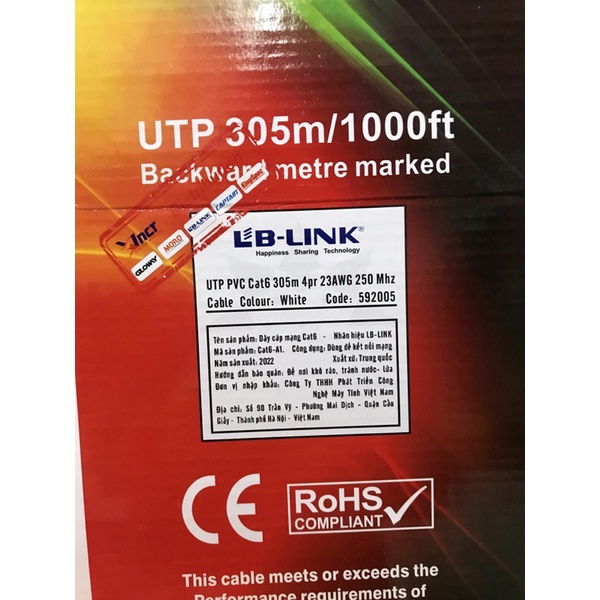 Thùng/Cuộn dây cáp mạng CAT6 LBLink- Cuộn 8 lõi đủ 305m