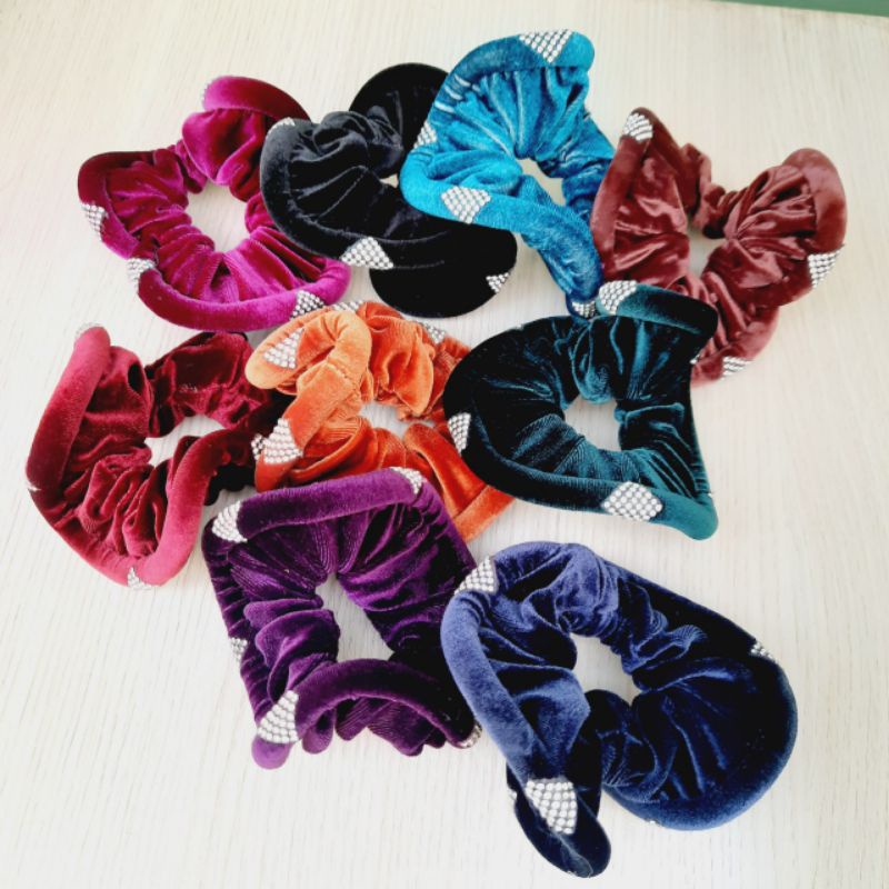 Cột tóc nhung đính xoàn kiểu nhiều màu N750