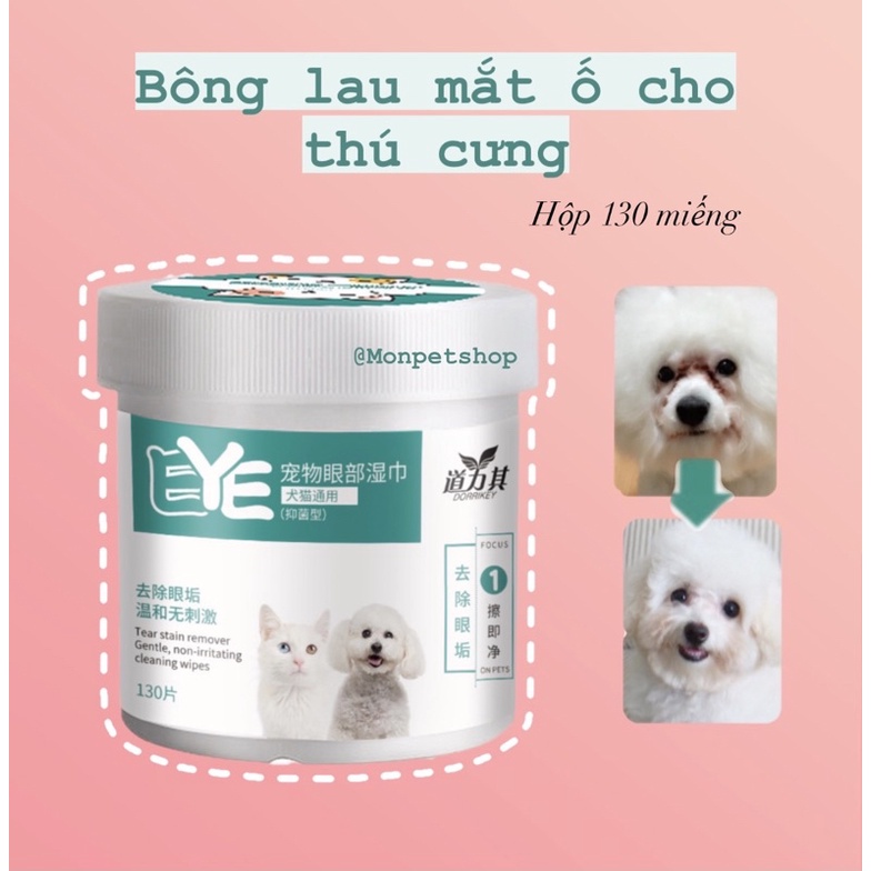 Hộp 130 miếng bông lau mắt ố cho thú cưng