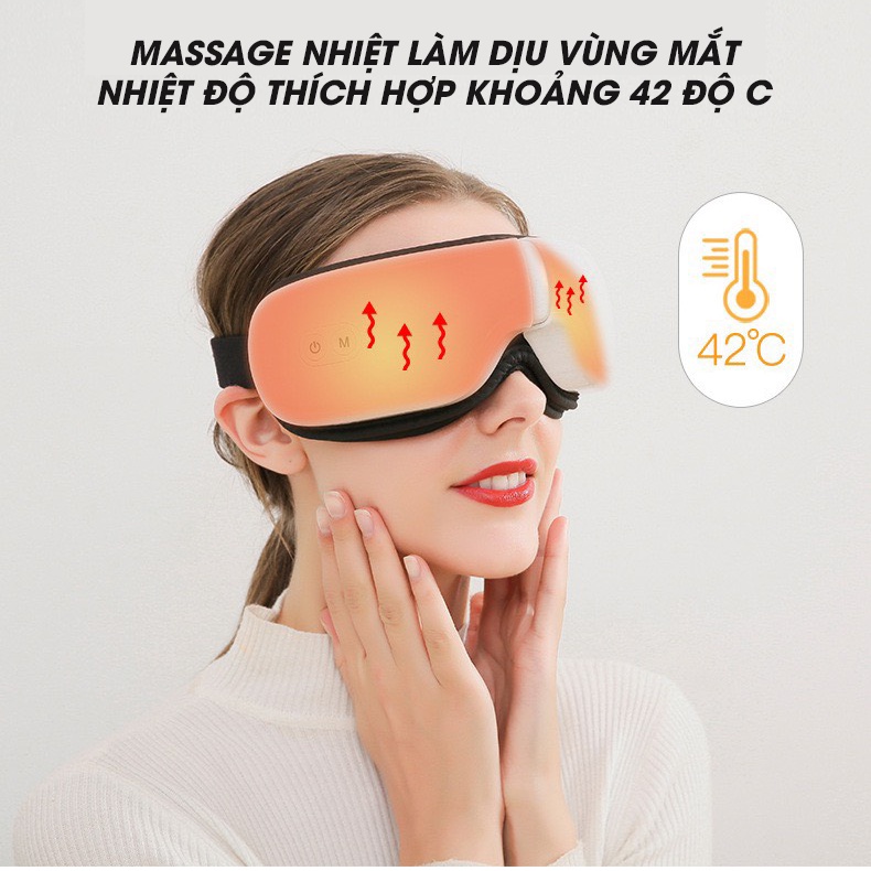Máy massage mắt thông minh ED-1108, massage khí thái dương, massage nhiệt, massage rung tần số cao - BH 12 tháng