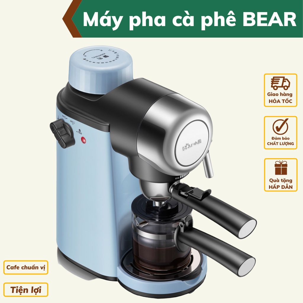Máy pha cà phê Bear chính hãng sử dụng điện pha Espresso tự động thiết kế gọn nhẹ tiết kiệm không gian bếp