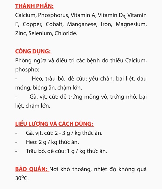 500G | BIO-CALCI PADE bổ sung canxi cho vật nuôi