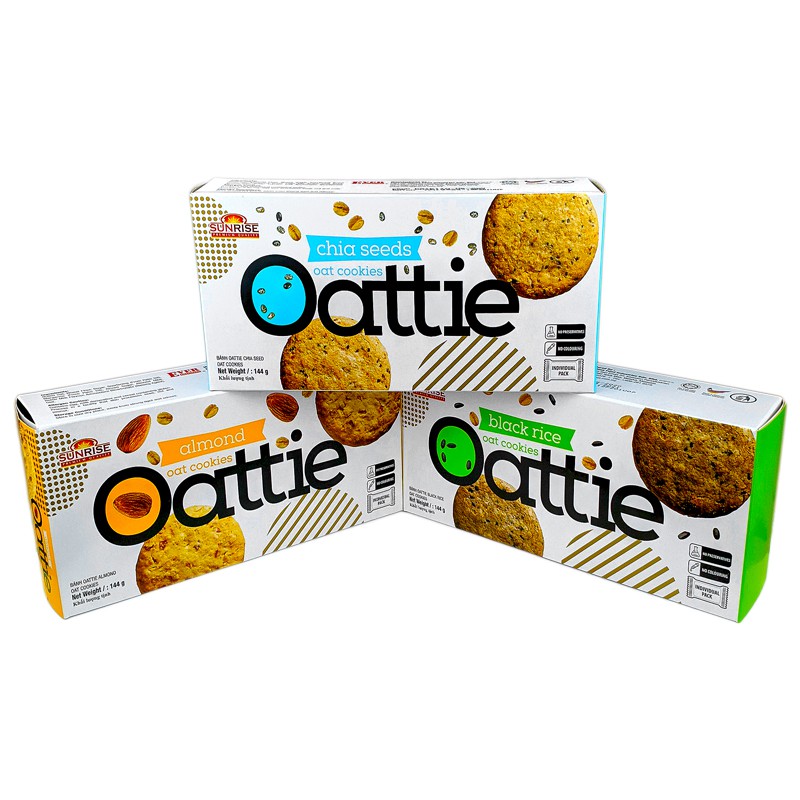 Bánh quy dinh dưỡng yến mạch nguyên chất Oattie 144g - Thêm vị hạt chia - Nhập khẩu Malaysia (đủ 4 vị best seller) BC39