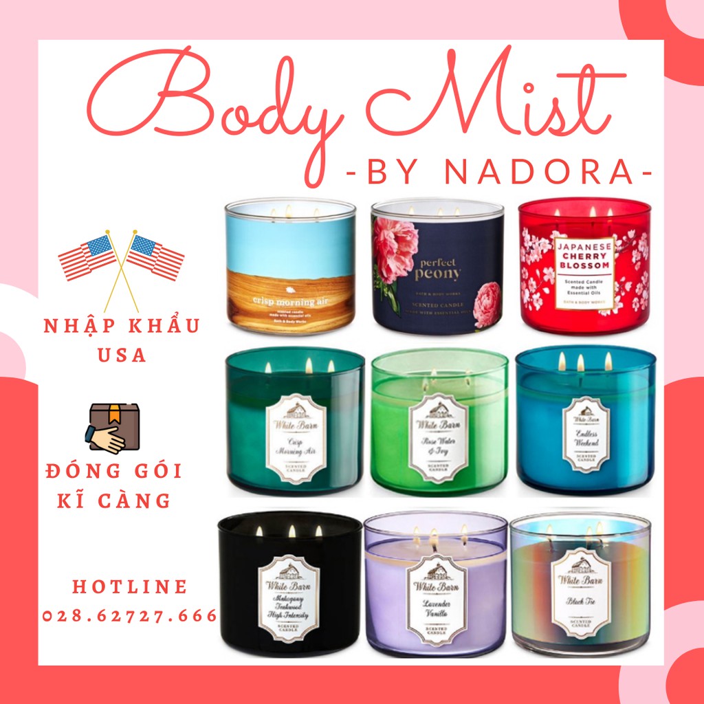 [Link 3/4] Nến Thơm Bath Body Works 3 bấc (411g)