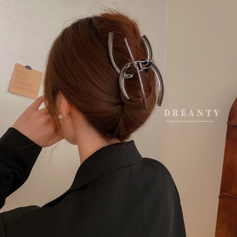 Kẹp Tóc Hình Cá Mập Bằng Kim Loại Đơn Giản Thời Trang Phong Cách Hàn Quốc