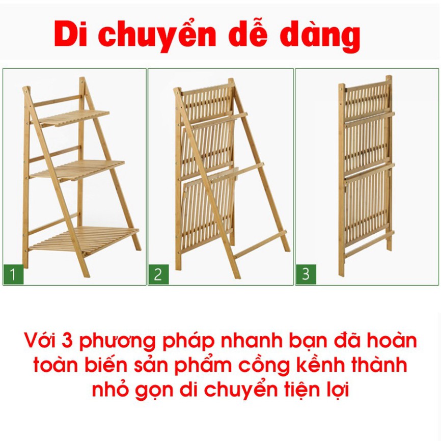 Giá kệ để chậu hoa, cây cảnh 100 ĐỐT bằng gỗ tre -  Giá kệ để đồ đa năng sang trọng, hiện đại, sơn phủ bóng chống nước