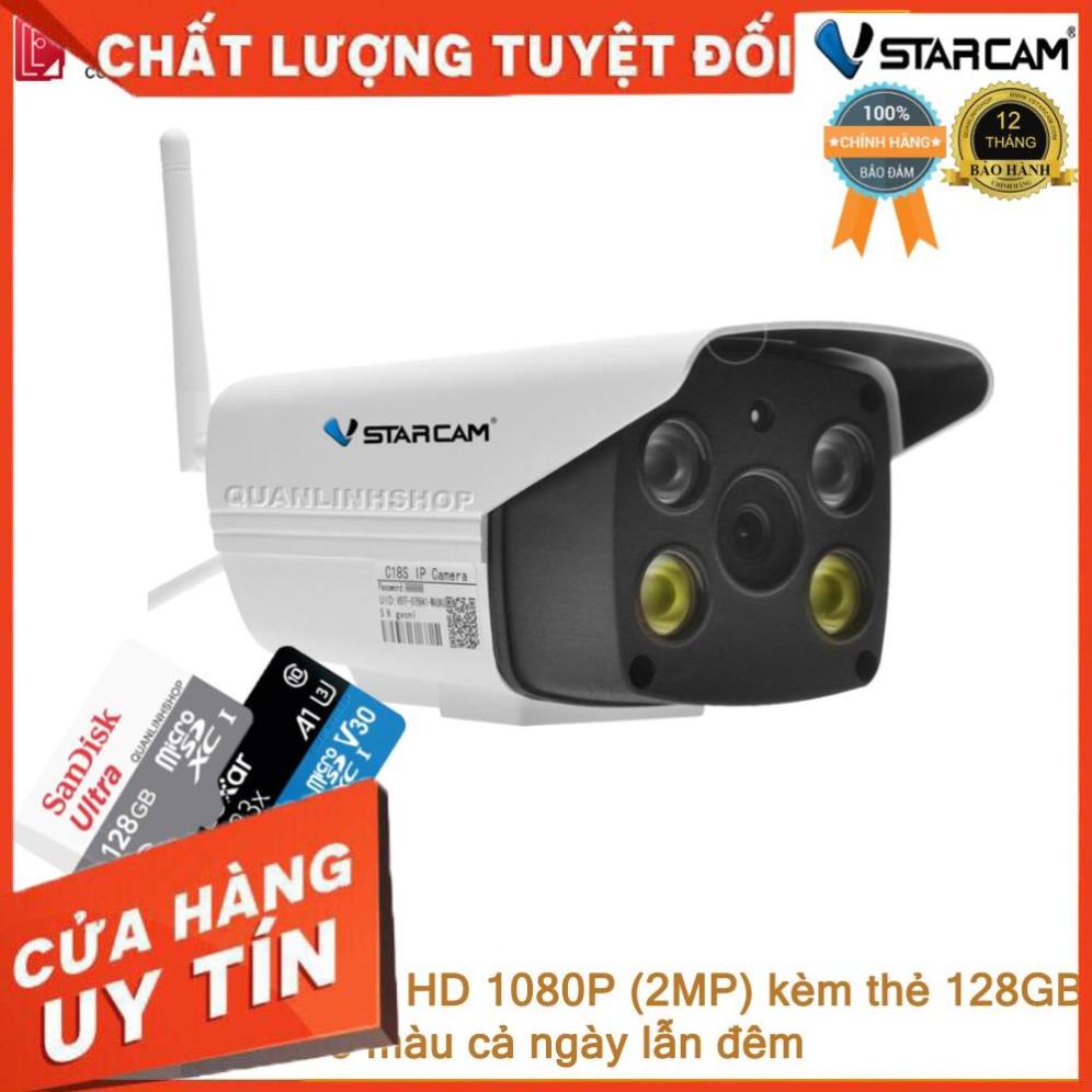 (giá khai trương) Camera Vstarcam C18s Full HD 1080P quay đêm có màu, kèm thẻ 128GB Class 10