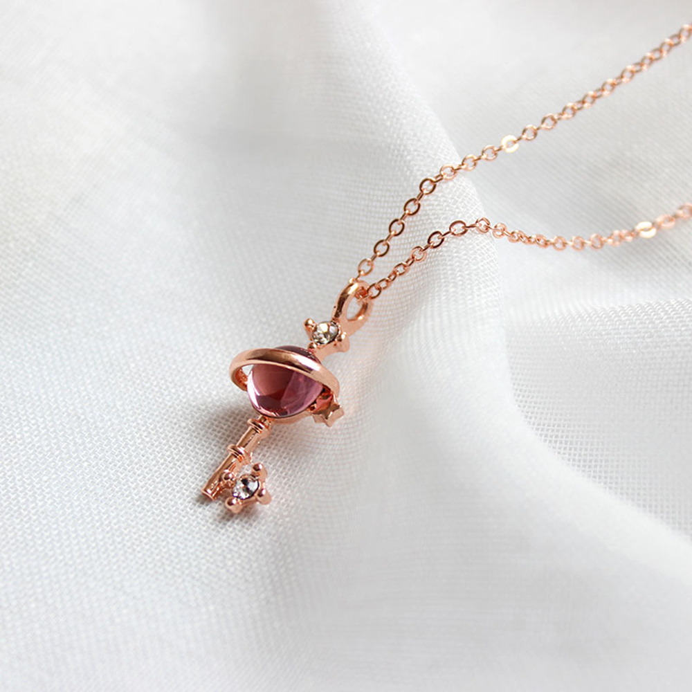 vòng cổ Mặt Hành Tinh Đính Đá Đỏ Thanh Lịch Cho Nữ