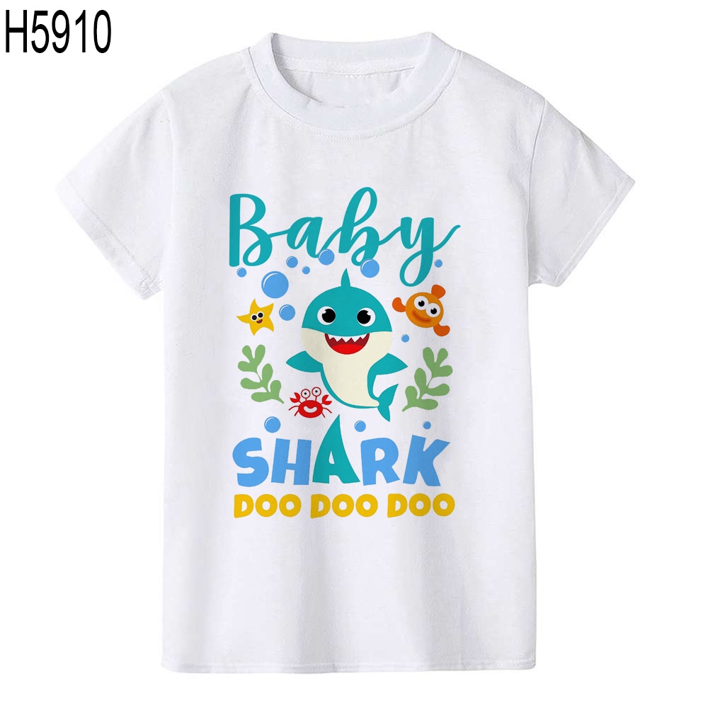 Áo Thun In Hình Cá Mập Hoạt Hình Cho Gia Đình