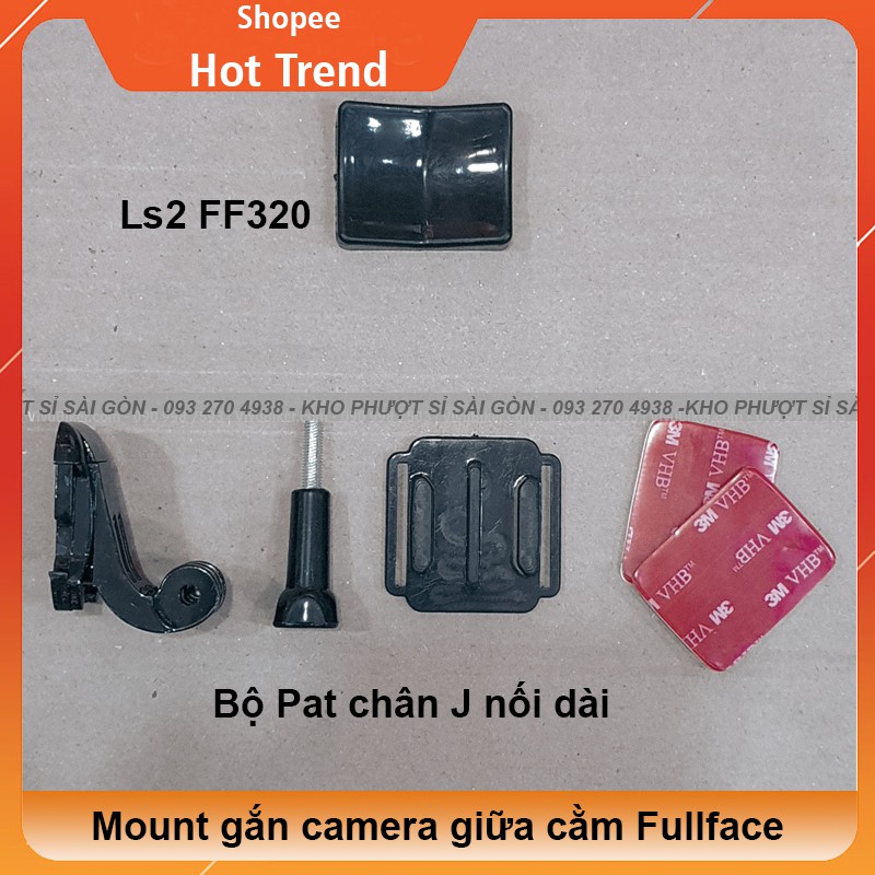 Bộ Mount Pass gắn camera giữa cằm nón Fullface Ls2 ff320 - Pat gắn cằm cho mũ fullface cằm nhọn