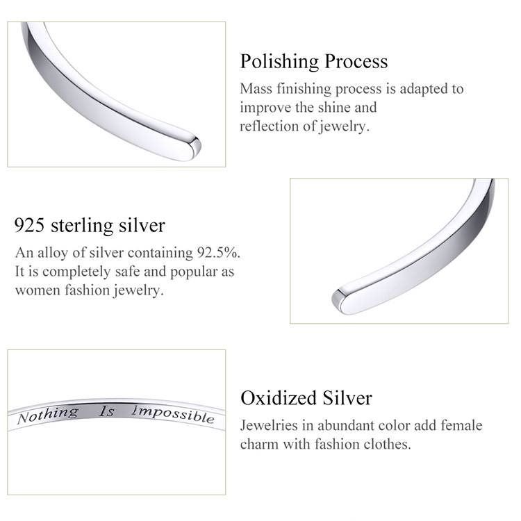 Vòng tay BAMOER CB160 bằng bạc 925 phối chữ độc đáo cho nam nữ