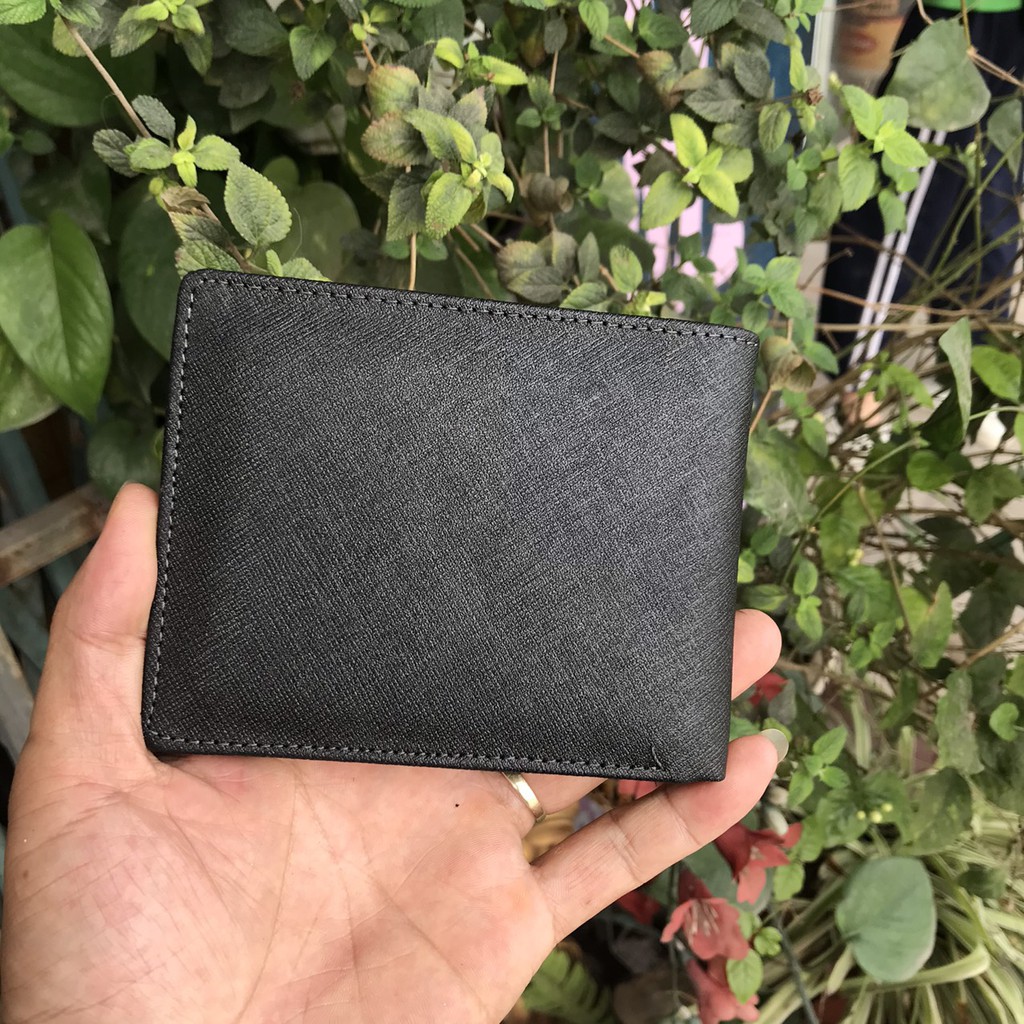 Ví da ngang da thật Safiano, da xước thời trang nhỏ gọn full box