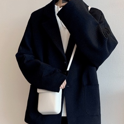 Áo khoác blazer Trắng Áo  Màu Trắng Kiểu Bánh Quế Phong Cách Đường Phố Hàn Quốc Thời Trang Cao Cấp Cho Nam Bộ đồ