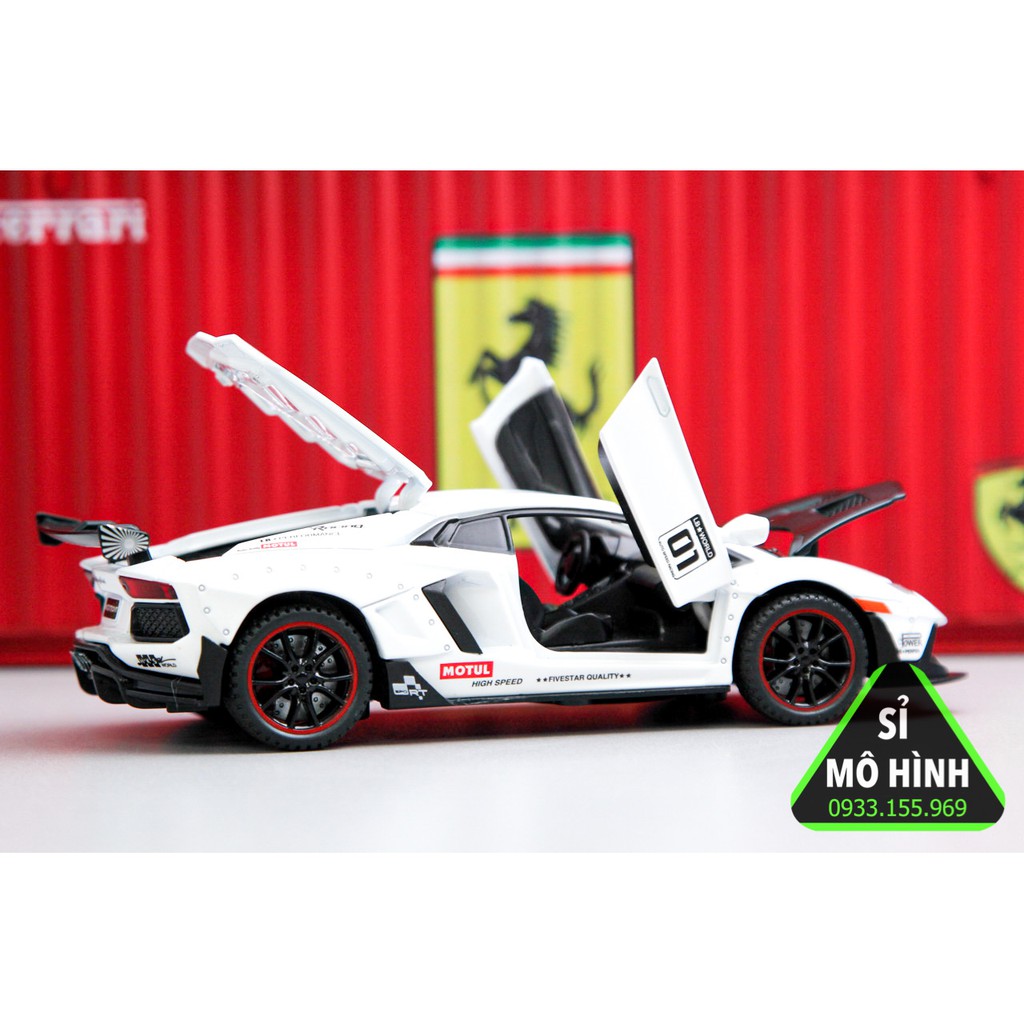 [ Sỉ Mô Hình ] Xe mô hình siêu xe Lambo Aventador SVJ 1:32 Trắng