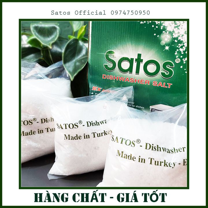 Muối rửa bát Satos 1.5kg - muối cho máy rửa bát, độ tinh khiết 99.4% là muối làm mềm nước đạt hạng A Châu Âu