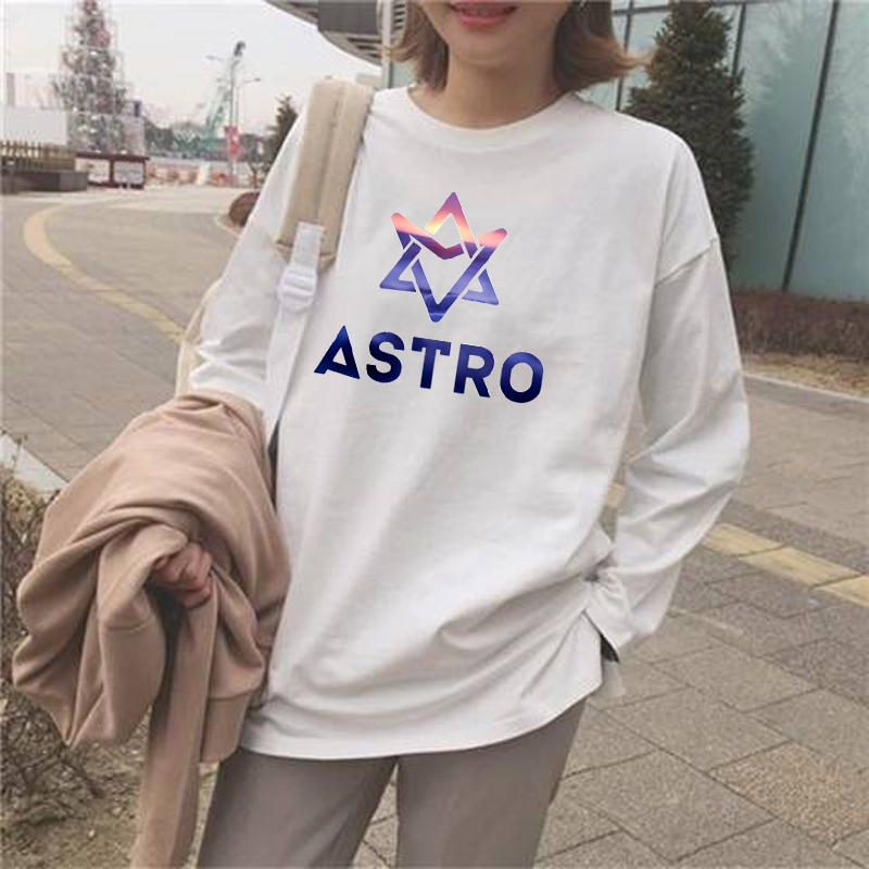 astro Casual Long sleeve women kpop New Hooded áo croptop tay dài Coat womens  kpop Long sleeve Slim Sportswear Trac