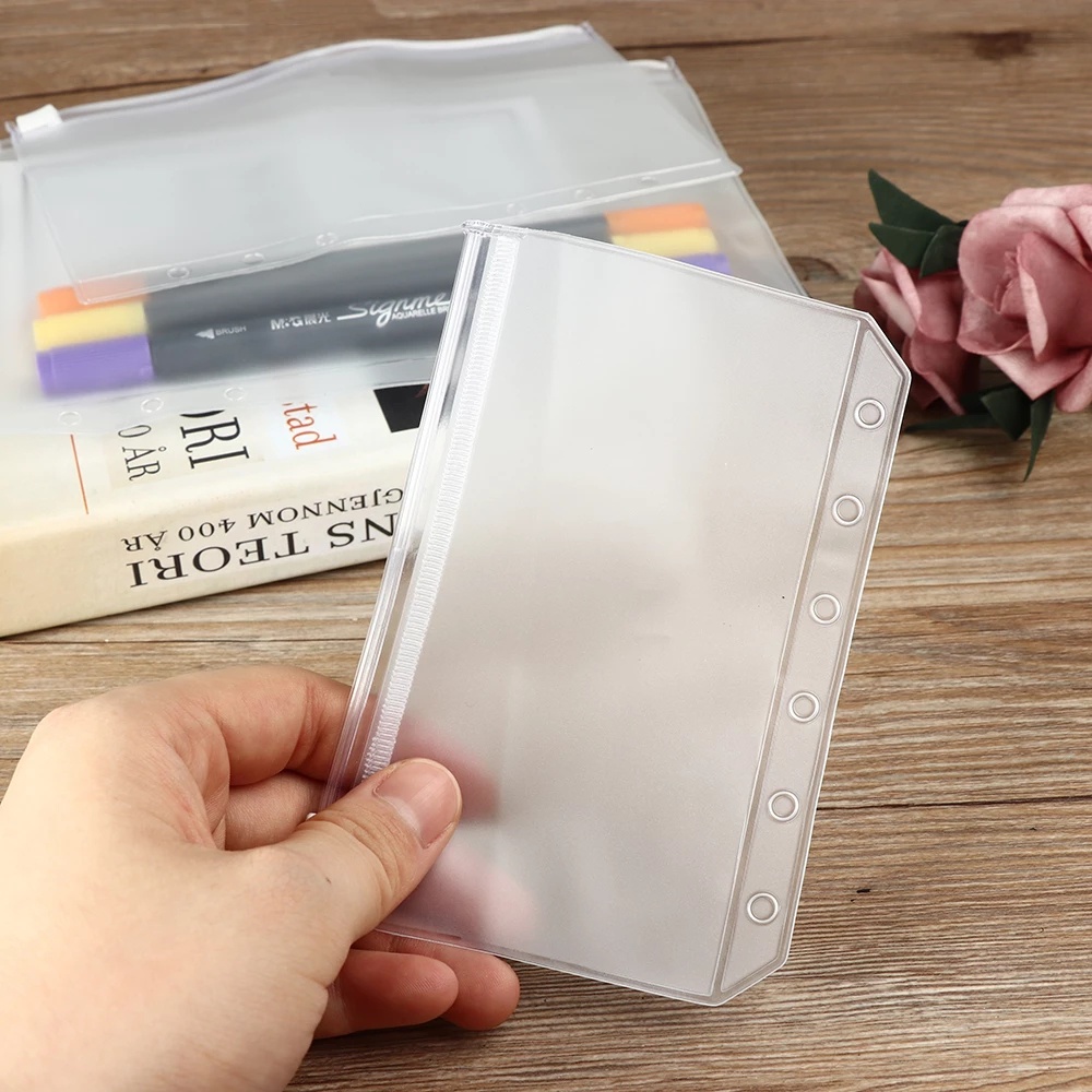 Túi đựng sổ tay/ sổ tay bằng PVC trong suốt 6 ngăn khổ A5/A6 tiện dụng