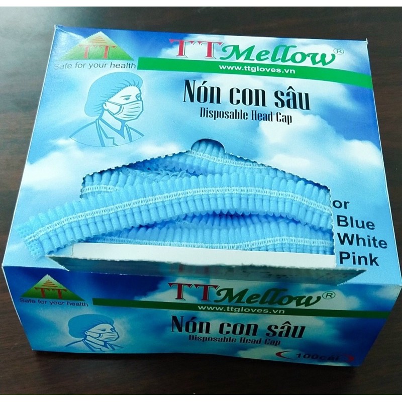 Nón Y TẾ con sâu,nón trùm tóc con sâu, bao tóc nón giấy y tế, bao tóc trùm đầu