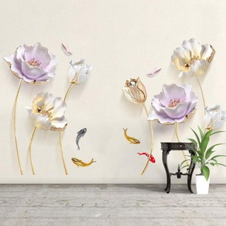 Decal dán tường hoa tím cánh mỏng 3d_ siêu hot 1