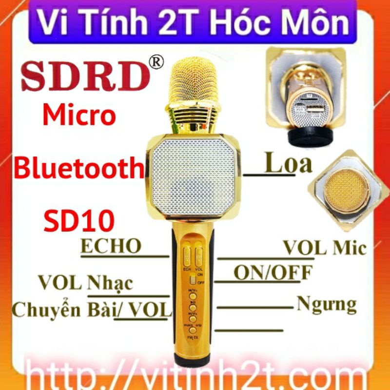 Micro karaoke bluetooth SD10 mic kèm loa mini không dây