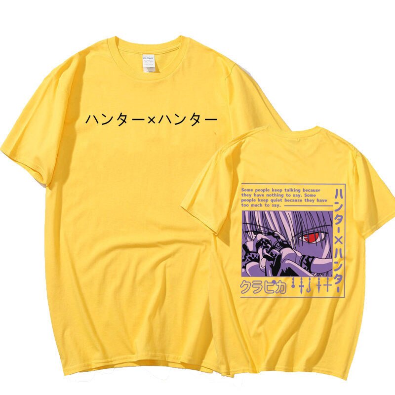 Áo Thun Nam Ngắn Tay Nữ Hunter X Hunter Anime Manga Kurapika Mắt Áo Unisex Oversized Đen T áo Thun Cao Cấp