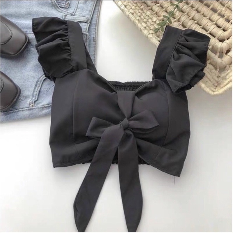 Áo croptop voan cánh tiên có mút
