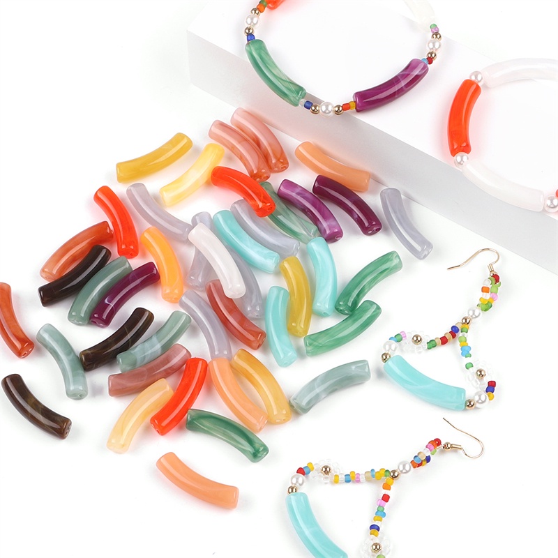 Túi Hạt Acrylic Hai Màu Trơn Kích Thước 32X8mm Dùng Làm Trang Sức Thủ Công