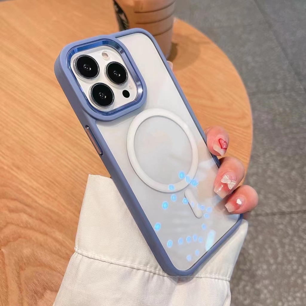 Ốp Điện Thoại Cứng Viền Silicon Có Khuyên Nam Châm Bảo Vệ Camera Chống Sốc Sang Trọng Cho iPhone 13 Pro 14 PLUS 12 Pro max