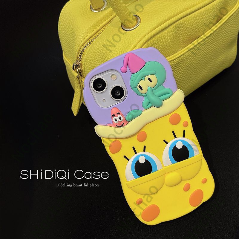 Phù Hợp Ốp Điện Thoại Silicon In Hình SpongeBob Cho Iphone 14 pro max 13 Promax 12 11 14promax