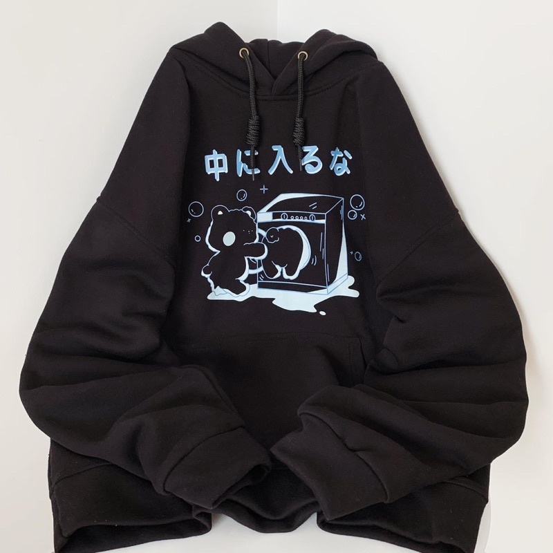 Áo Hoodie Nỉ Bông Unisex Tay Dài Logo Chú Gấu