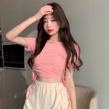 Áo thun trơn rút eo 2 bên năng động và cá tính