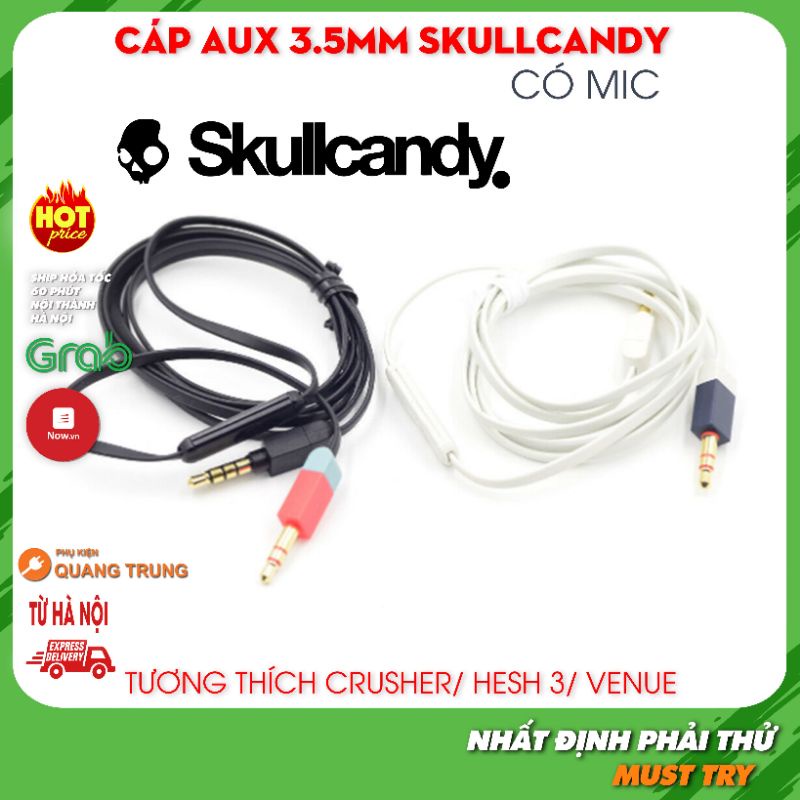 Cáp audio aux 3.5mm Skullcandy, dài 1m2 dành cho crusher, hesh3, venue
