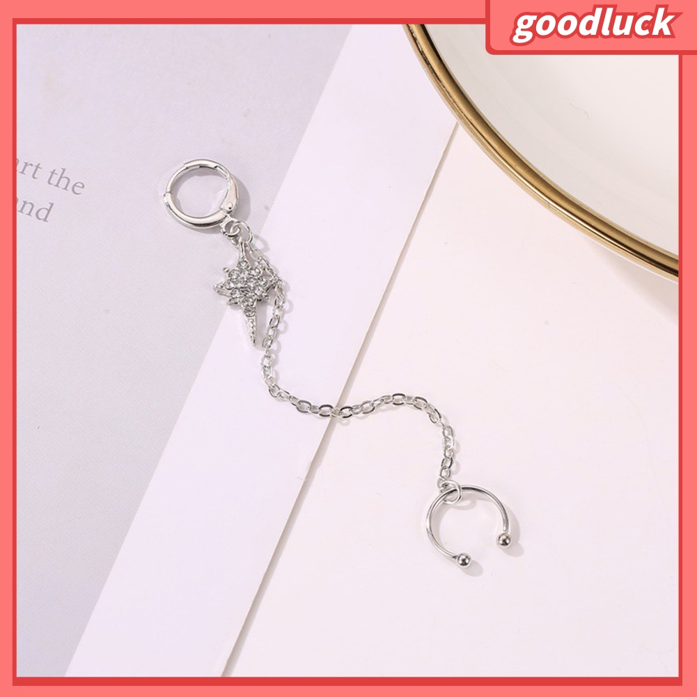 1 Khuyên Vành Tai Dáng Dài Đính Đá Lấp Lánh Thời Trang Cho Nữ