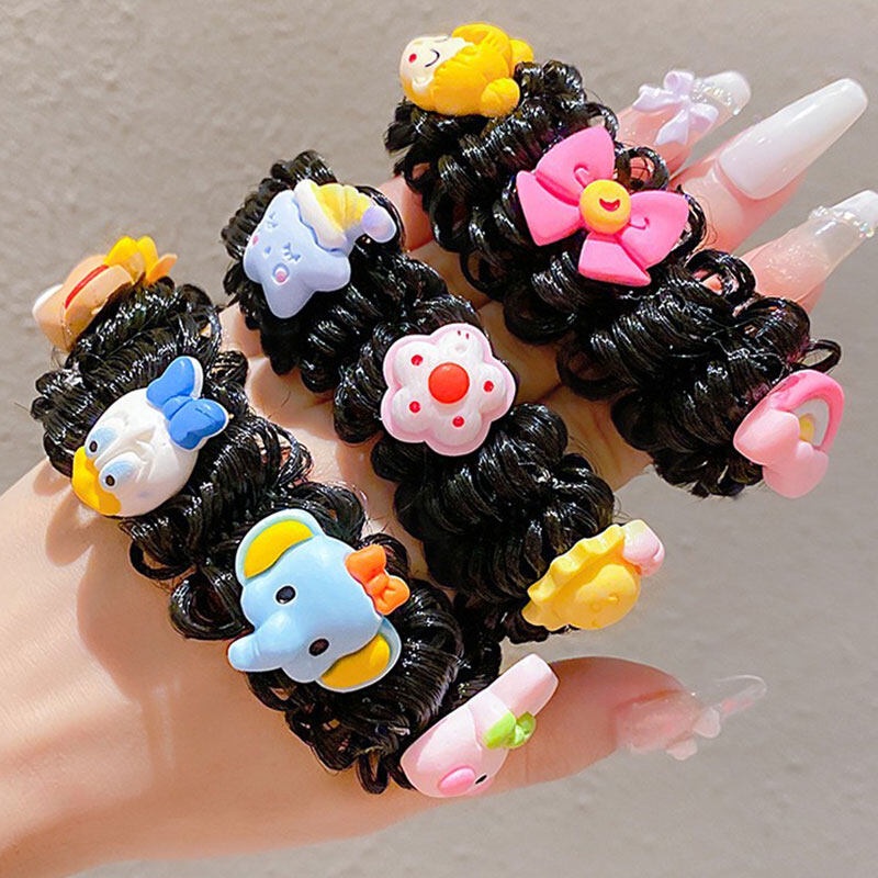 Set 2 Dây Buộc Tóc Đính Tóc Giả Xinh Xắn Cho Bé Gái