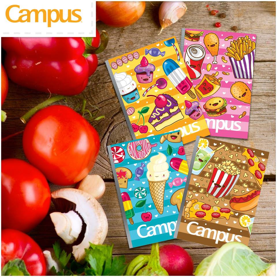 Vở CAMPUS kẻ ngang 80, 120 trang FOOD, tập kẻ ngang Campus - Soleil Home