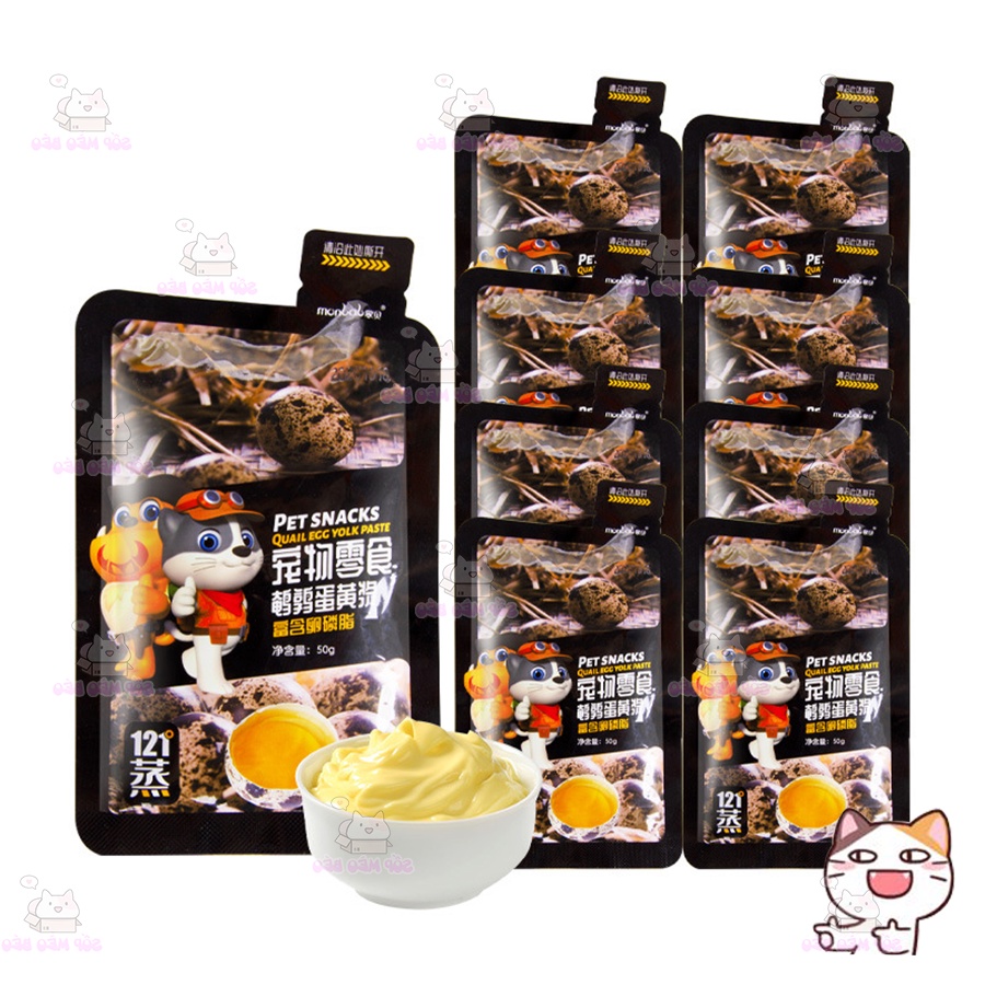 Sốt trứng cút Monbab 50gr Nội Mông Cổ Cho Cún Mèo giàu Lecithin tốt cho lông và da