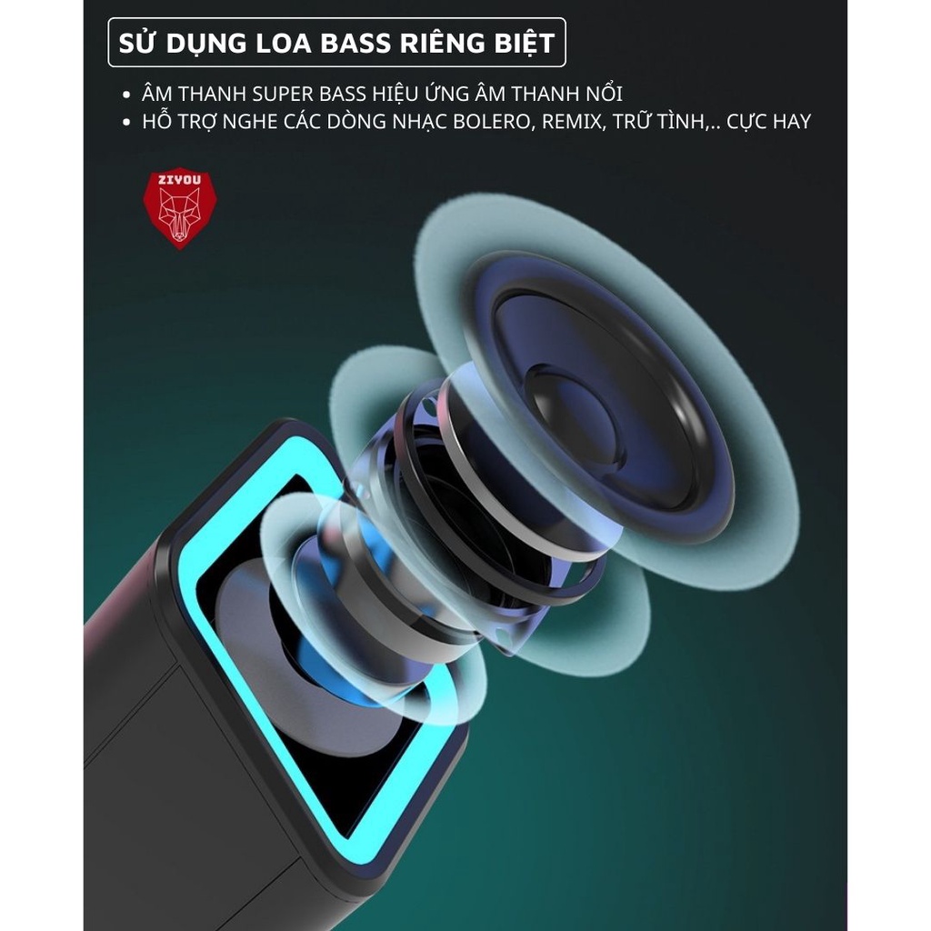 Loa Vi Tính, Loa Máy Tính Bluetooth Ziyou D-238 LED Âm Thanh Vòm 8D Super Bass Nghe Nhạc Trẻ, Trữ Tình, Bolero Cực Đã