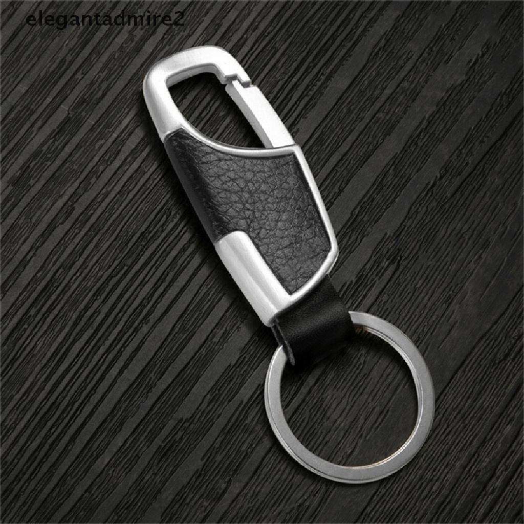 [gele] New Men Creative Metal Leather Key Chain Ring Keyfob Car Keyring Keychain Gift [ele]