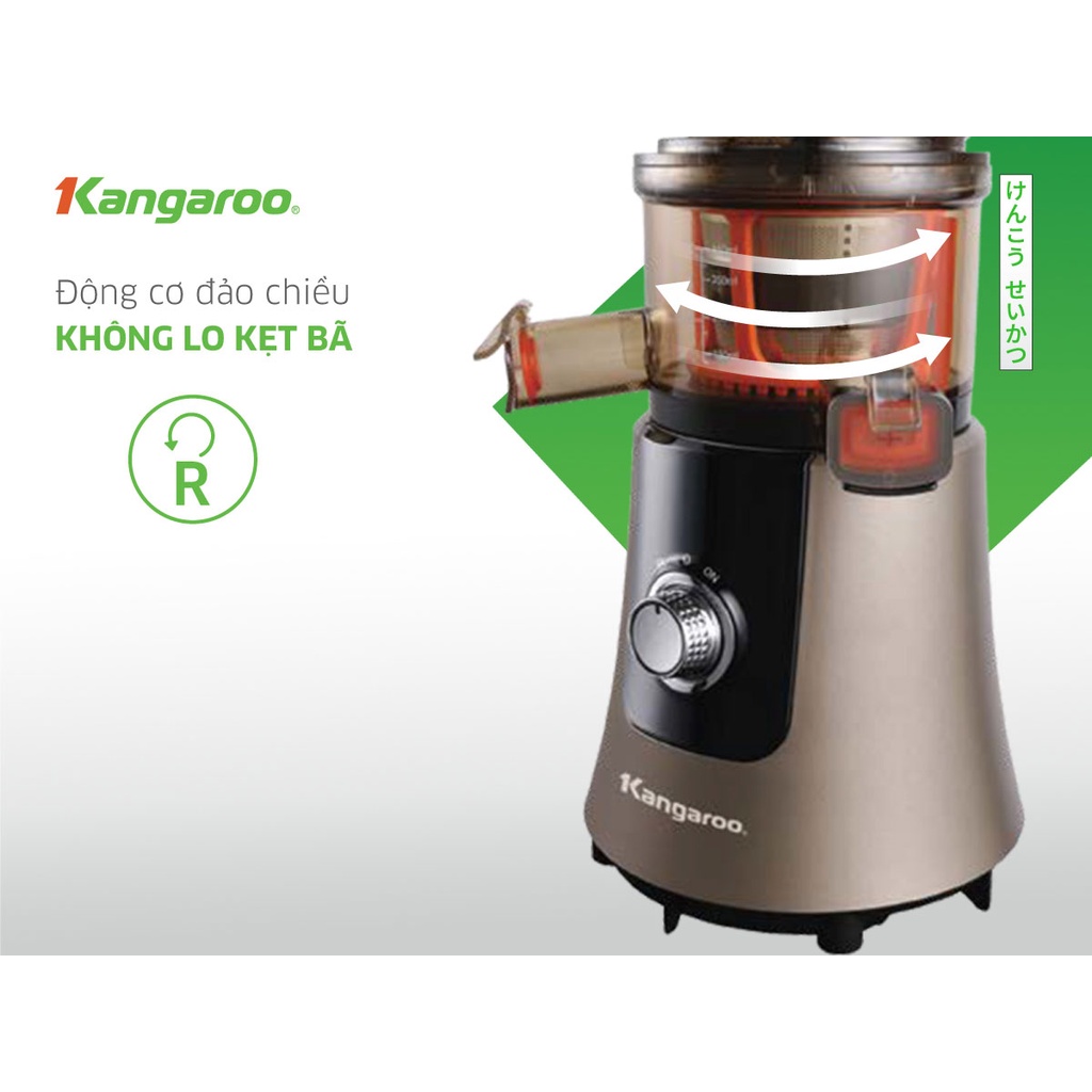 Máy ép chậm Kangaroo KG200SJF, ép kiệt 95%, đảo chiều chống kẹt bã, ống ép cỡ đại