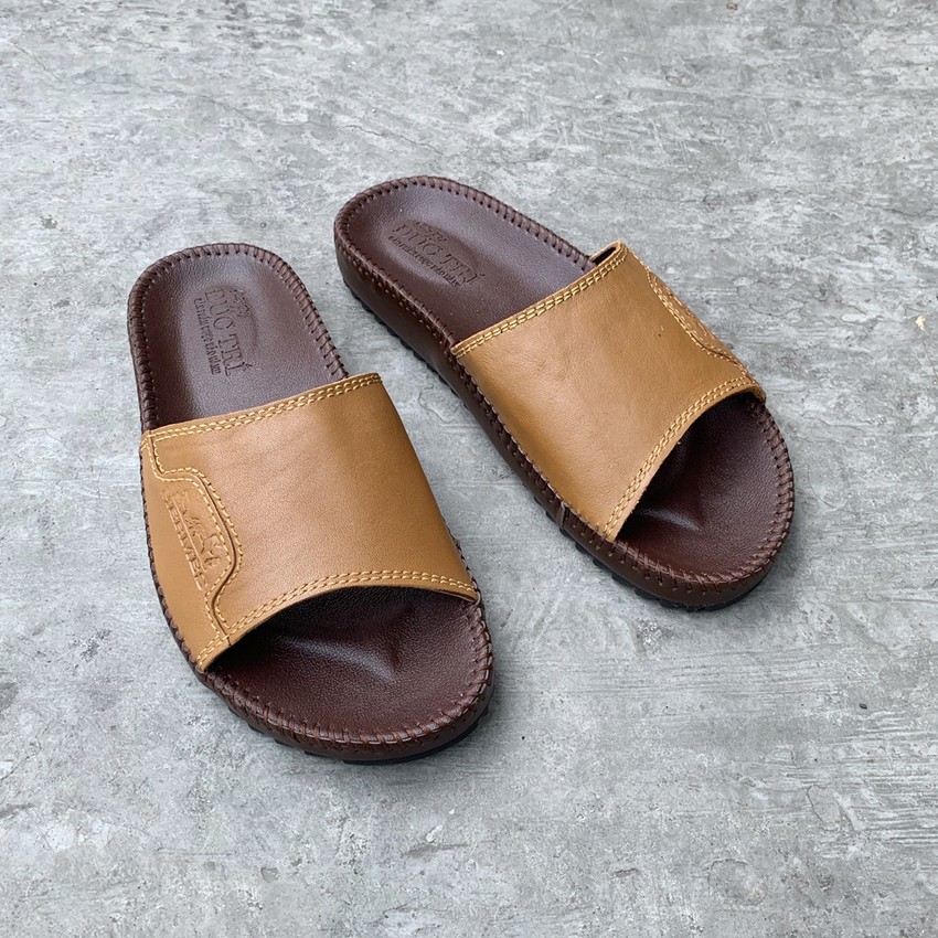 Dép Nam Da Bò Cao Cấp Quai Ngang Trẻ Trung V57