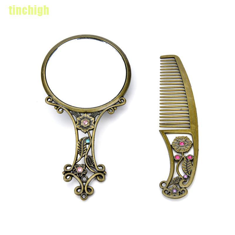 (Hàng Mới Về) Hộp 2 Gương Cầm Tay Bằng Đồng Rỗng Độc Đáo