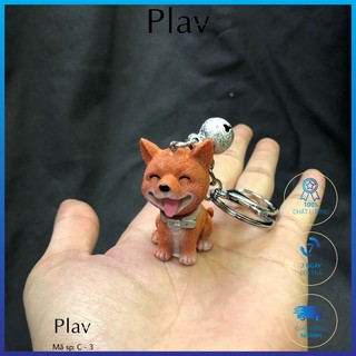 Móc khoá nhựa cao cấp 4cm hình nộm chó -Plav