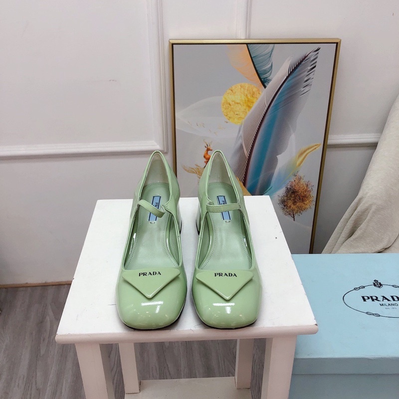 Giày cao gót mũi vuông quai ngang thương hiệu thời trang cao cấp Prada nhiều màu