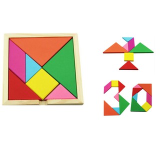 Bộ ghép trò chơi trí uẩn tangram gỗ, đồ chơi giáo dục cho bé