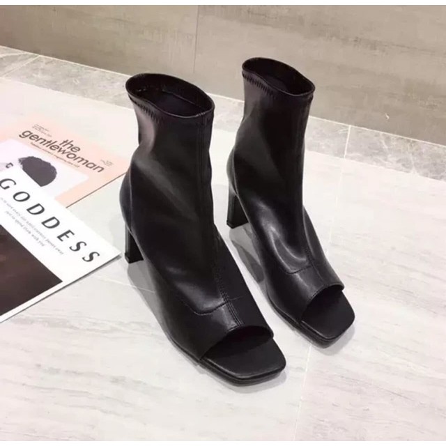 Bốt da lì hở mũi cổ lửng hot trend cực chảnh | BigBuy360 - bigbuy360.vn