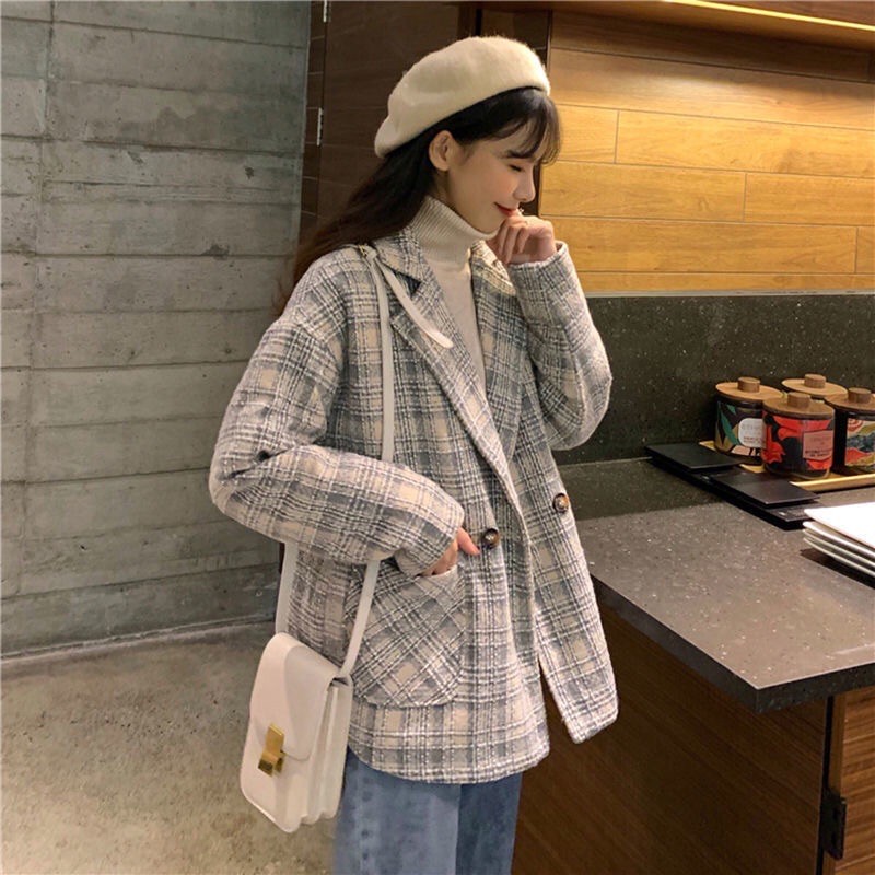 Áo khoác dạ kẻ mẫu mới nhất hàng QCCC