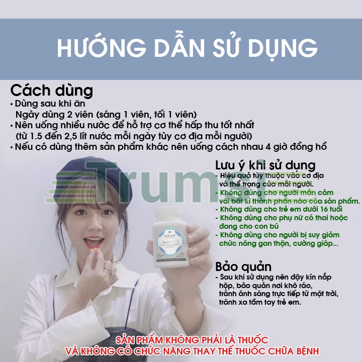 Viên Uống Giảm Mụn Mờ Thâm Làm Khô Nhanh Cồi Mụn Và Tăng Cường Sức Đề Kháng Cho Da Tự Nhiên Sakura Acnepill Chính Hãng