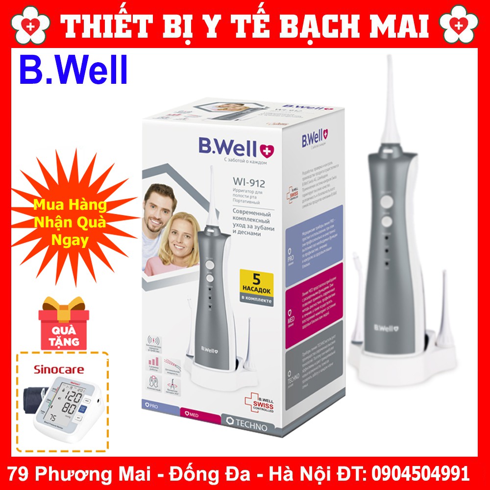 [Tặng Máy Đo Huyết Áp Sinoheart Chính Hãng] Máy Tăm Nước Vệ Sinh Răng Miệng B Well WI-912